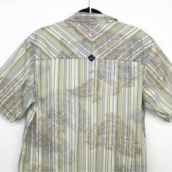 Prana Slim Fit Button Down Short Sleeve Paisley Stripe Print Shirt - Picture 7 of 15